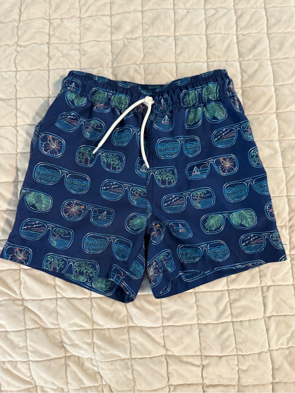 Janie and Jack Navy Printed Swim Shorts